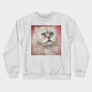 Painting of a Fluffy White Persian Cat Crewneck Sweatshirt